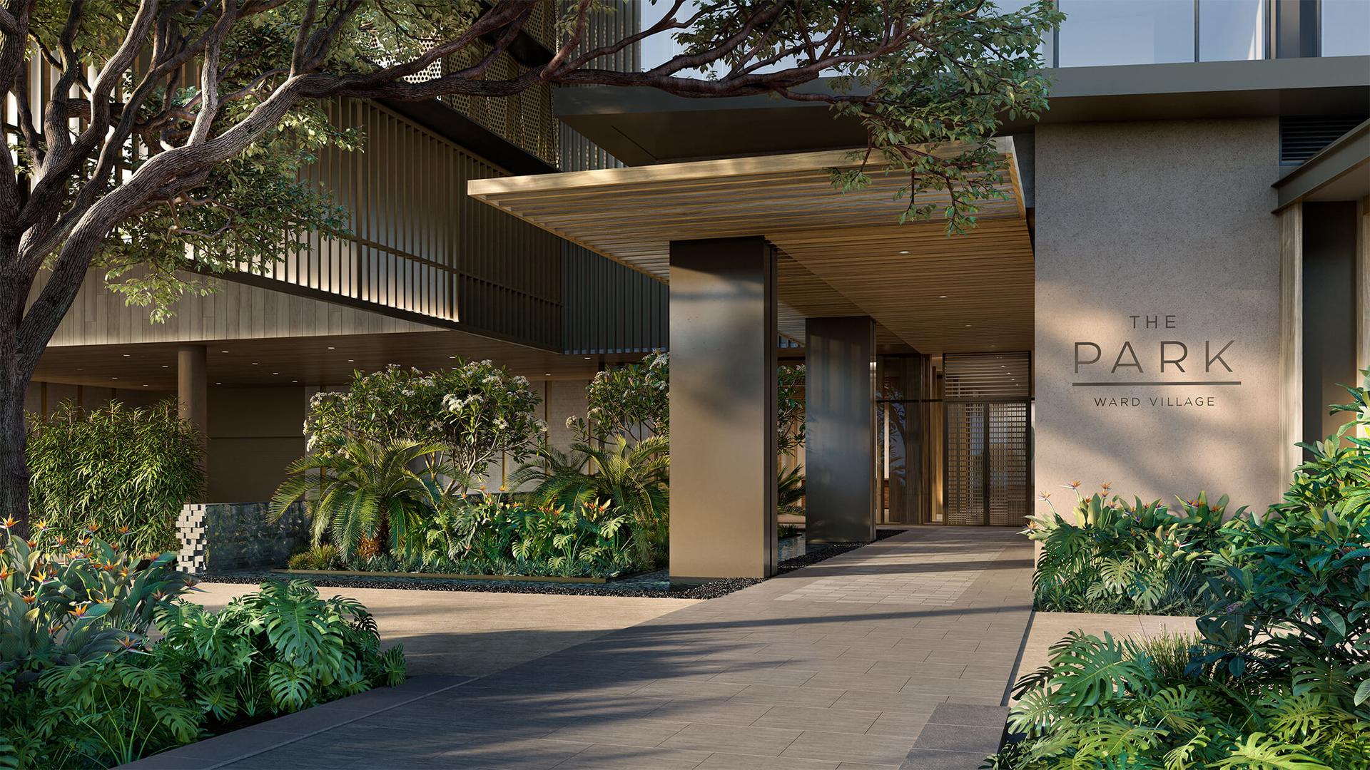 Modern entrance lobby of Park Ward Village with premium finishes